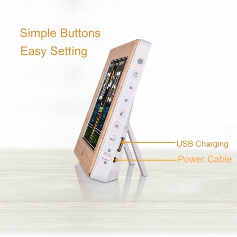 FanJu FJ3378W radiowa stacja pogodowa z funkcją budzika i temperaturą