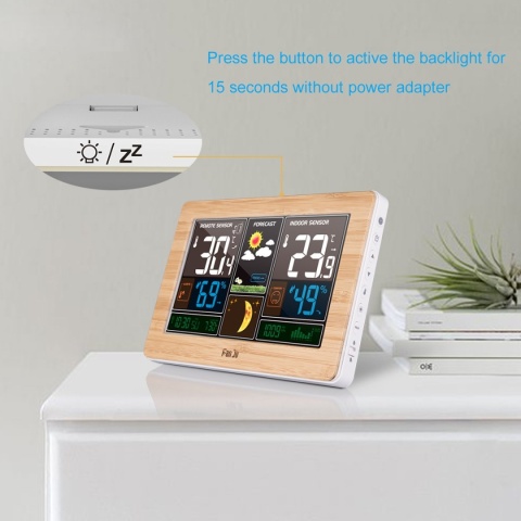 FanJu FJ3378W radiowa stacja pogodowa z funkcją budzika i temperaturą