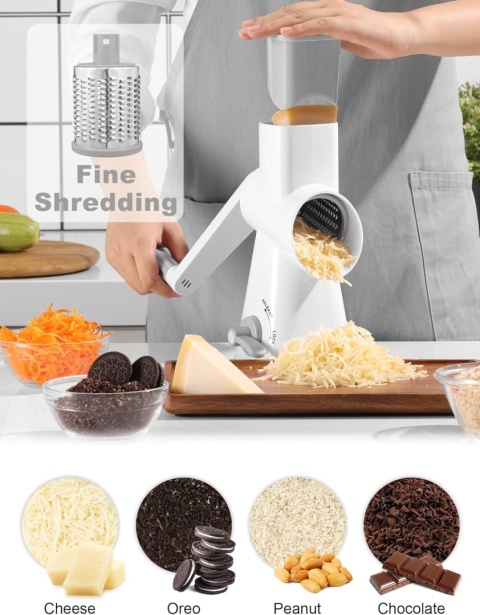 GDL Tarka z korbą, szatkownica do warzyw z 3 wymiennymi ostrzami