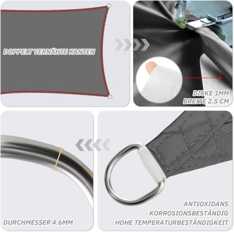 HENG FENG Żagiel przeciwsłoneczny 4.5 x 3 m , wodoszczelny