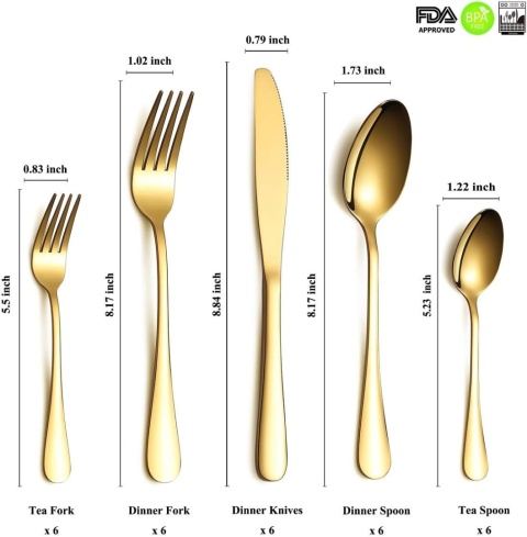 HOMQUEN 30-częściowy zestaw sztućców ze stali nierdzewnej, dla 6 osób