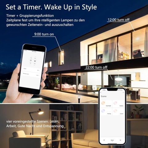 I-SHUNFA Żarówka LED Smart E27 7W, 800 lm, AC 2700 K – 6500 K, Alexa