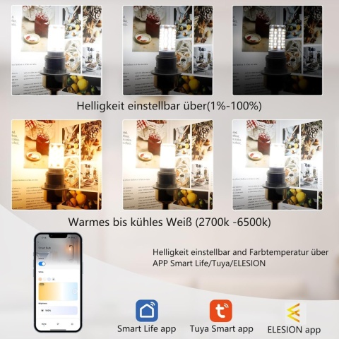 I-SHUNFA Żarówka LED Smart E27 7W, 800 lm, AC 2700 K – 6500 K, Alexa