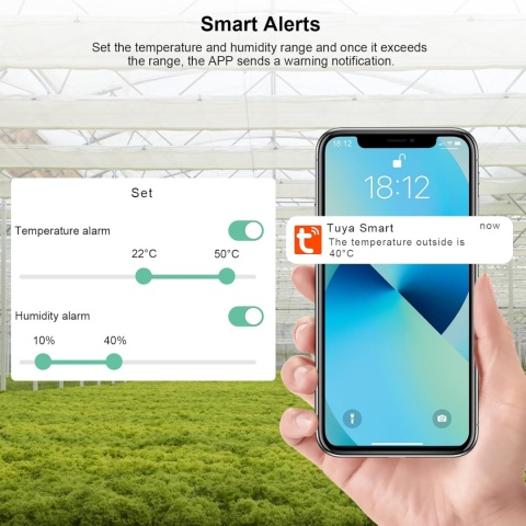 Inteligentny czujnik temperatury eMylo Zigbee Tuya alarm Alexa 2 szt