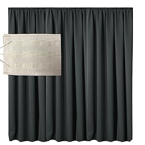 JEMIDI Zasłona nieprzejrzysta 140 x 245 cm – firanka z taśmą marszczącą