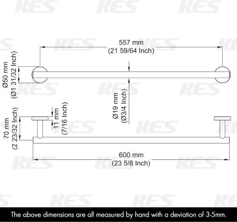 KES Uchwyt na ręczniki stal nierdzewna 60 cm