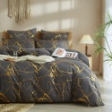 Komplet pościeli 220 x 240 cm, szary, ciemnoszary, złoty, wzór marmuru