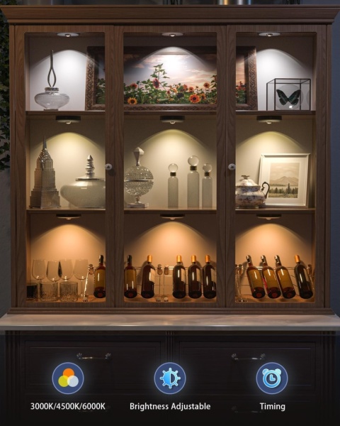 Lampy krążkowe WILLED z pilotem, akumulatorowe, 1200 mAh 6 sztuk