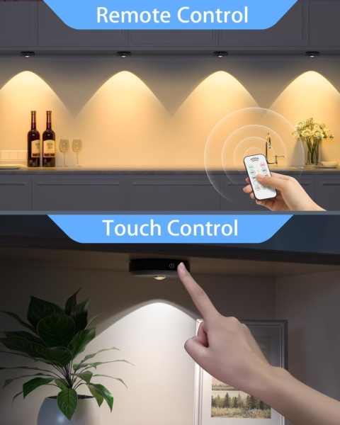 Lampy krążkowe WILLED z pilotem, akumulatorowe, 1200 mAh 6 sztuk