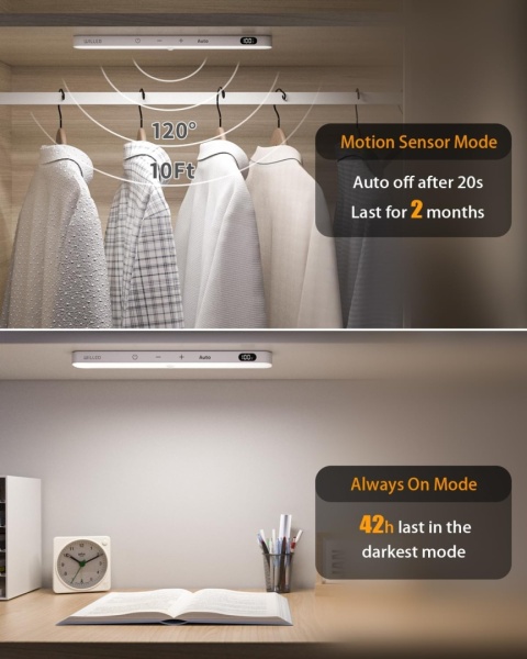 Lampy podszafkowe WILLED z akumulatorem wyświetlaczem na baterie 2 szt