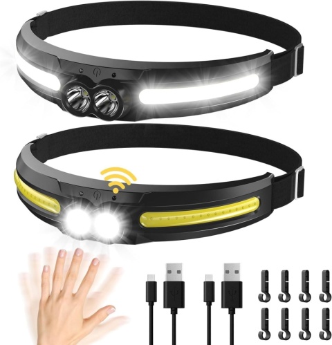 Latarka czołowa LED MoKo z akumulatorem, 2 szt., 750 l 14 trybów, 84 h