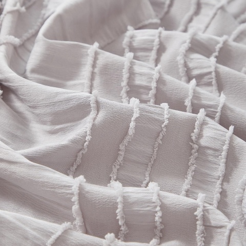 Luofanfei Pościel 155 x 220 cm, szara, jasnoszara, jednokolorowa, boho