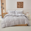 Luofanfei Pościel 155 x 220 cm, szara, jasnoszara, jednokolorowa, boho
