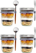 MOFALA Szeroki słoik Mason Jar, słoik z pokrywką i łyżeczką lunch box