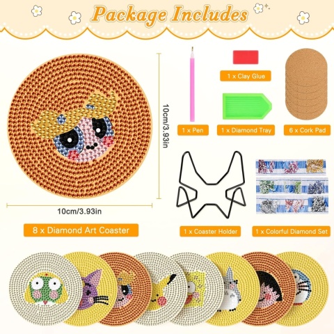 Diamentowe podkładki 5D Zestaw podstawek DIY 8 szt Haft zrób to sam kwiaty