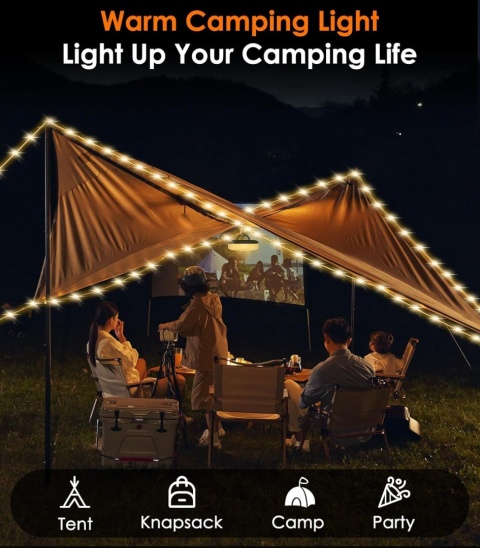 MoKo 3 w 1 akumulatorowe lampki zwijane z 8 trybami wodoodporna 10 m