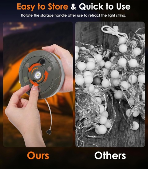 MoKo 3 w 1 akumulatorowe lampki zwijane z 8 trybami wodoodporna 10 m