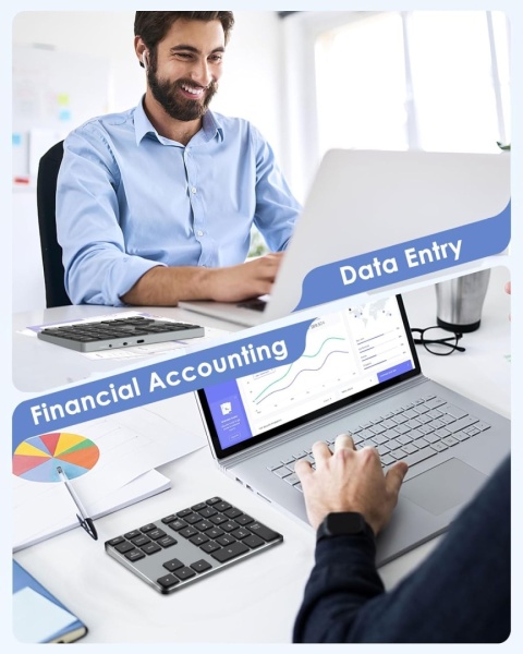 MoKo Podkładka numeryczna Bluetooth z 35 przyciskami bezprzewodowy