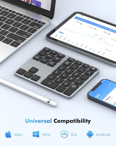 MoKo Podkładka numeryczna Bluetooth z 35 przyciskami bezprzewodowy