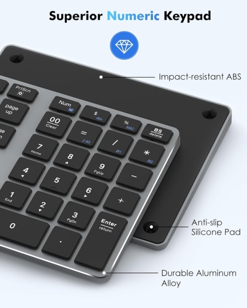 MoKo Podkładka numeryczna Bluetooth z 35 przyciskami bezprzewodowy