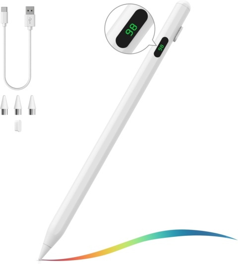 MoKo Stylus Pen biały, uniwersalny rysik LED, szybkie ładowanie Android/iOS
