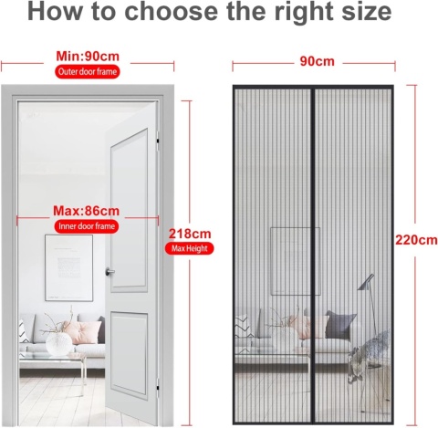 Moskitiera Magnetyczna na Drzwi okno MYCARBON solidna 90 x 220 cm