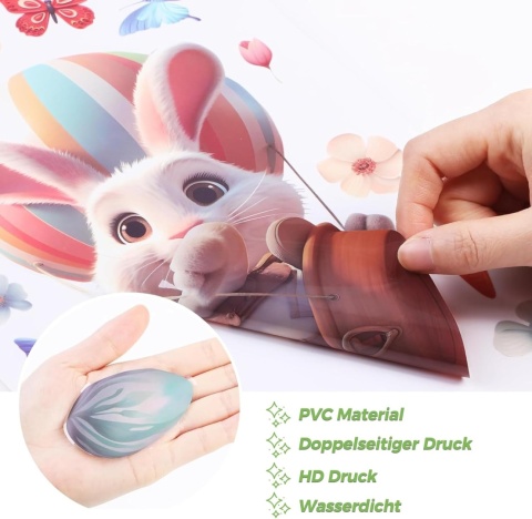 Naklejki na okno, Wielkanoc, samoprzylepne 9 arkuszy dwustronne 87szt