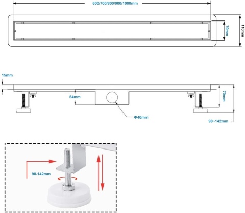 Odpływ prysznicowy liniowy sunrik 80 cm złoty