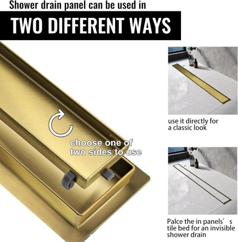 Odpływ prysznicowy liniowy sunrik 80 cm złoty