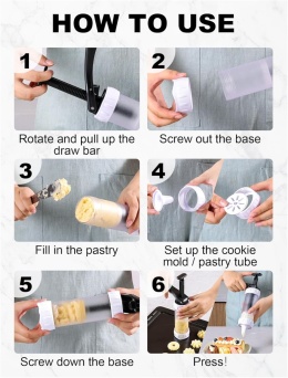 Prasa do ciastek z 12 szablonami i 10 dyszami, strzykawka dekoracyjna