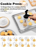 Prasa do ciastek z 12 szablonami i 10 dyszami, strzykawka dekoracyjna