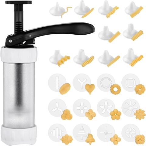 Prasa do ciastek z 12 szablonami i 10 dyszami, strzykawka dekoracyjna