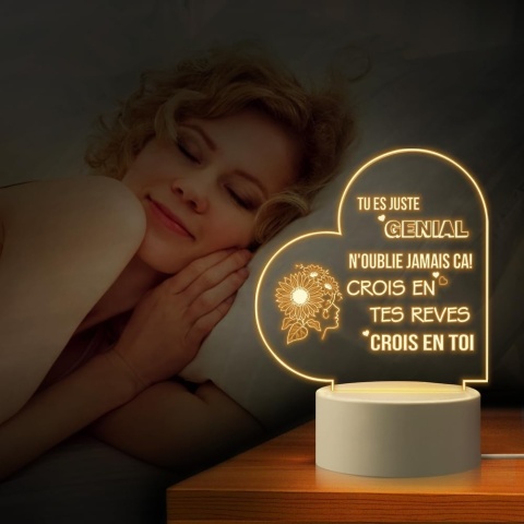 Prezent dla kobiet lampa nocna LED 3D po hiszpansku "jestes wspaniala"