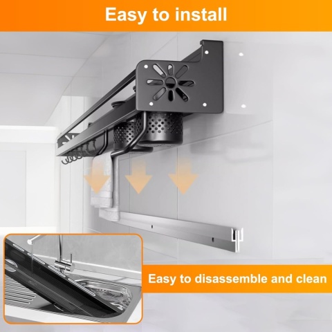 Półka kuchenna Ruiqas Spice Rack, metalowa, samoprzylepna, czarna