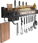 Półka kuchenna Ruiqas Spice Rack, metalowa, samoprzylepna, czarna