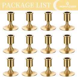 Romadedi Świecznik, świecznik, świece prętowe, zestaw 12 sztuk metalowe