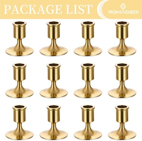 Romadedi Świecznik, świecznik, świece prętowe, zestaw 12 sztuk metalowe