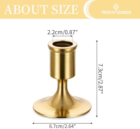 Romadedi Świecznik, świecznik, świece prętowe, zestaw 12 sztuk metalowe