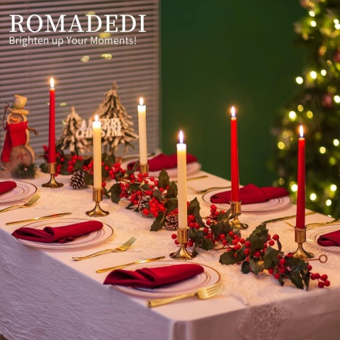 Romadedi Świecznik, świecznik, świece prętowe, zestaw 12 sztuk metalowe