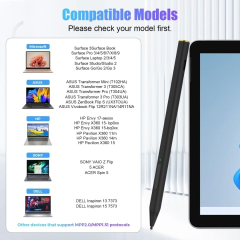 Rysik MoKo do Surface, szybko ładujący się rysik Surface do Microsoft