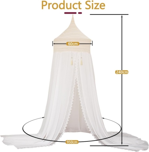 SESAMIS Tkany baldachim Moskitiera do łóżka 240 cm