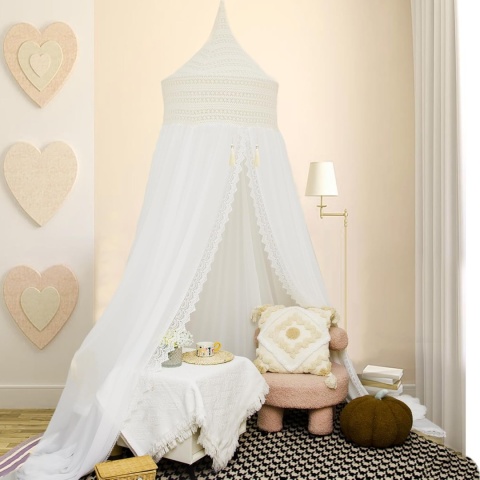 SESAMIS Tkany baldachim Moskitiera do łóżka 240 cm