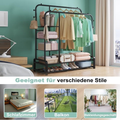 SMILOVII Wielofunkcyjny wolnostojący wieszak z podwójną konstrukcją