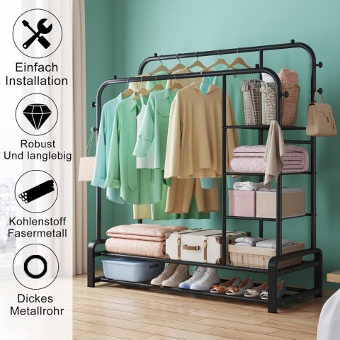 SMILOVII Wielofunkcyjny wolnostojący wieszak z podwójną konstrukcją