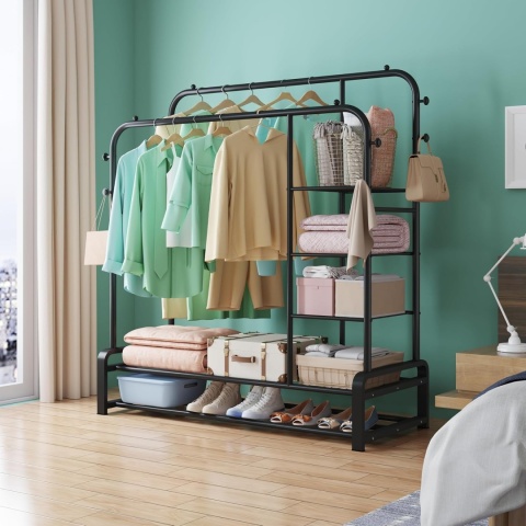 SMILOVII Wielofunkcyjny wolnostojący wieszak z podwójną konstrukcją