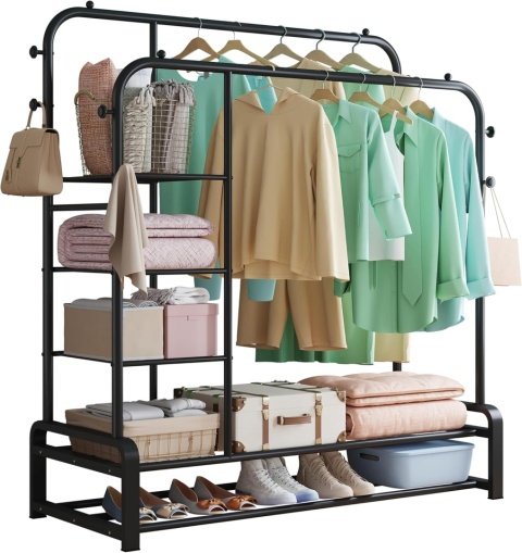 SMILOVII Wielofunkcyjny wolnostojący wieszak z podwójną konstrukcją