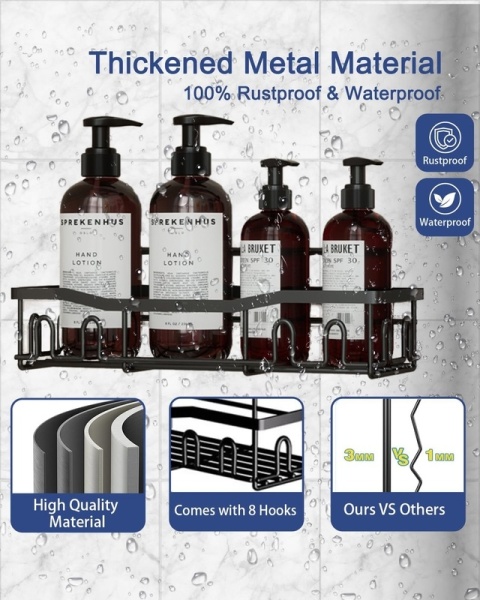 Uniyumy Półka prysznicowa bez wiercenia 2 sztuki ze stali nierdzewnej