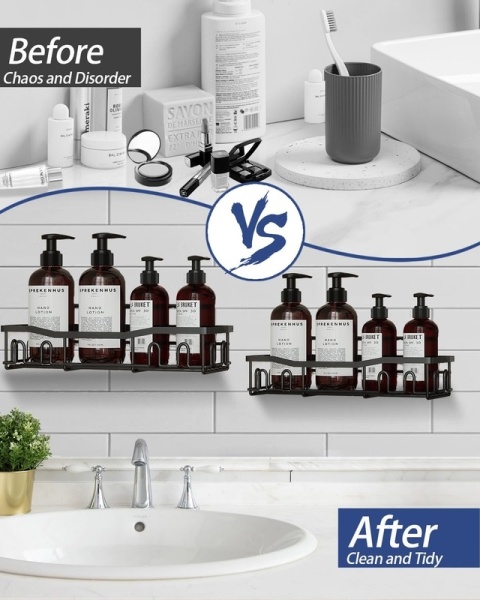 Uniyumy Półka prysznicowa bez wiercenia 2 sztuki ze stali nierdzewnej