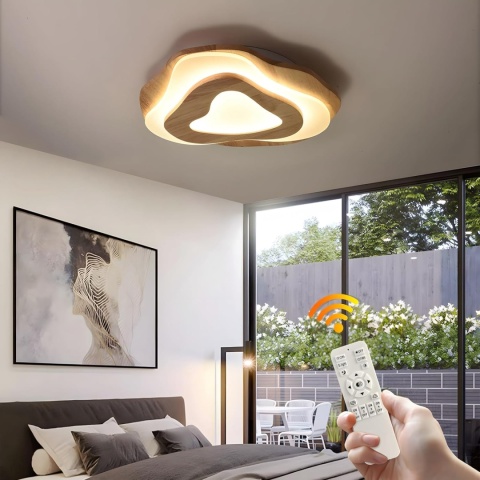 WayLuoung LED Drewniana Lampa Sufitowa 40cm 3K-6K Ściemniania pilot