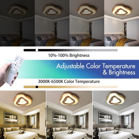 WayLuoung LED Drewniana Lampa Sufitowa 40cm 3K-6K Ściemniania pilot
